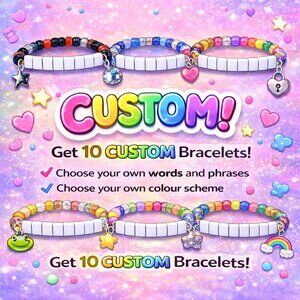 CUSTOM | set of 10 beaded Kandi bracelets for rave or festival